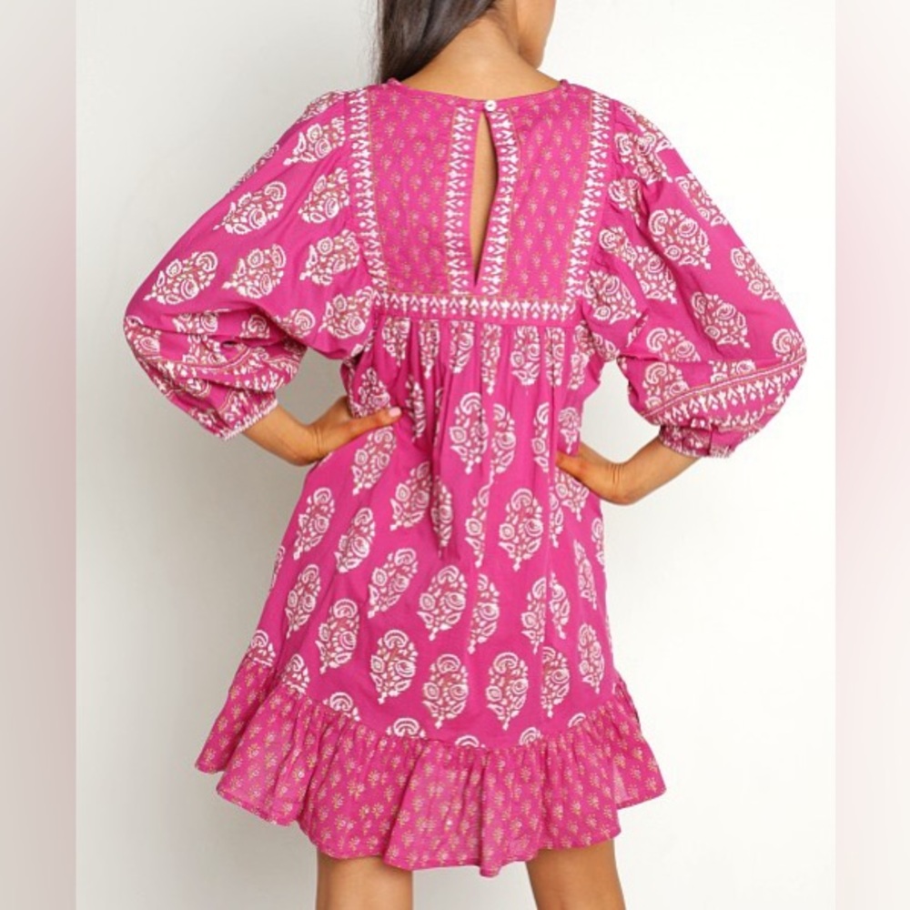 NWT Cleobella Magdalena Mini Dress / Pink Block Print / Size Small - Picture 5 of 8